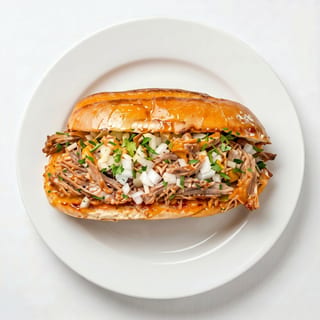 Torta Birria con Consome