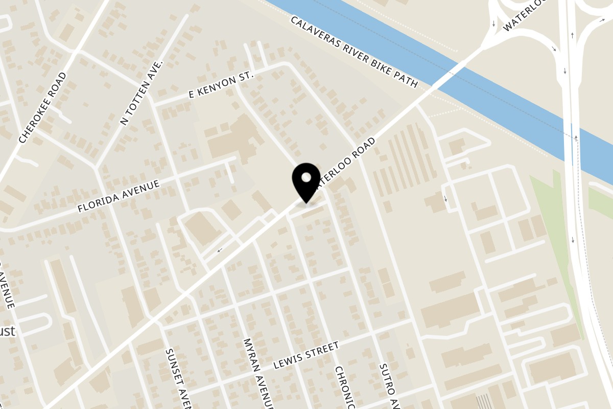 Map showing the location of Mr Taco Mexican Grill Inc on 3032 Waterloo Rd in Stockton